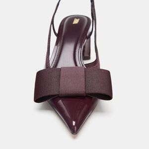 Zara Women's Dark Brown Heels with Bow Detail